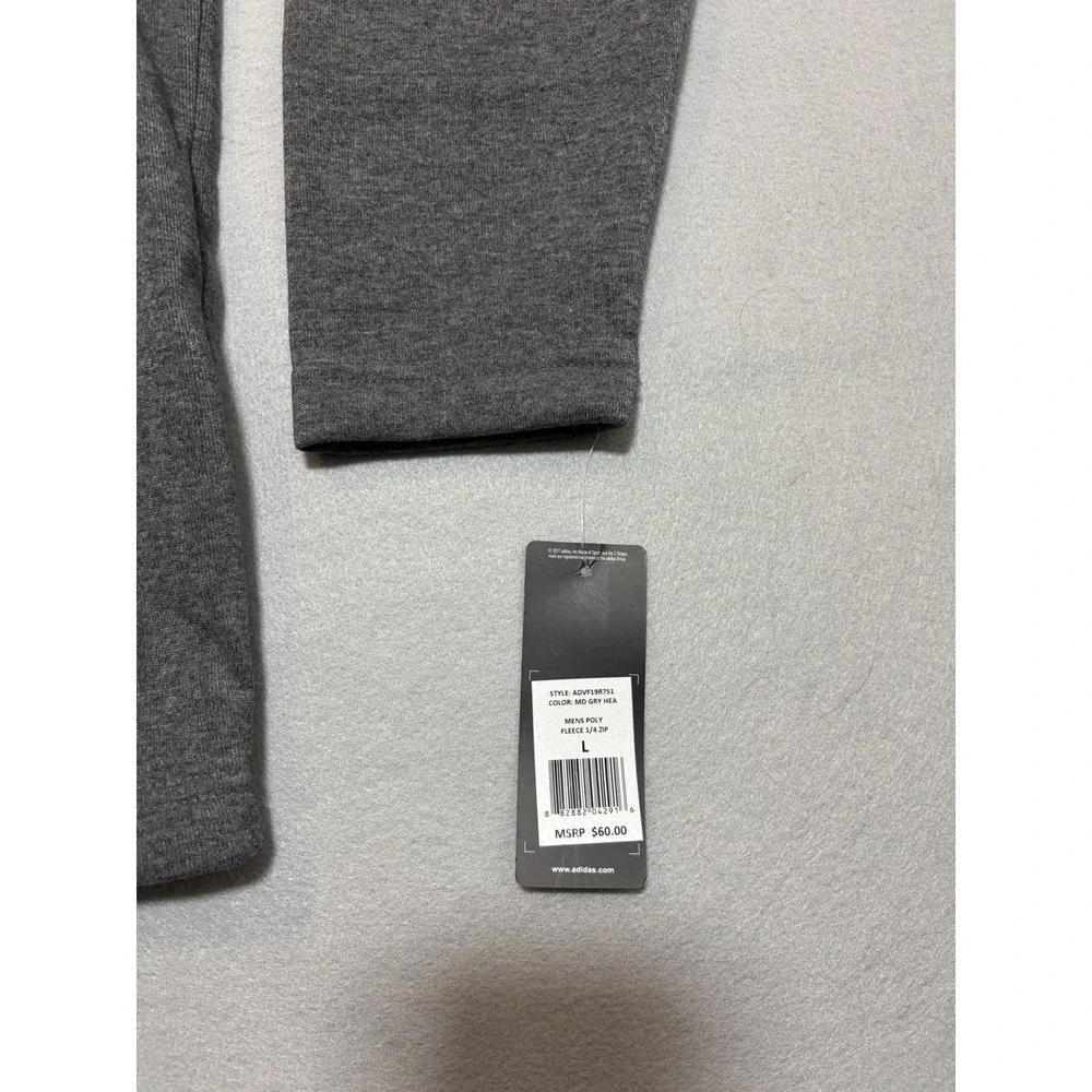 Adidas Golf Men's Quarter-Zip Pullover Gray Size Large 3-Stripes Performance